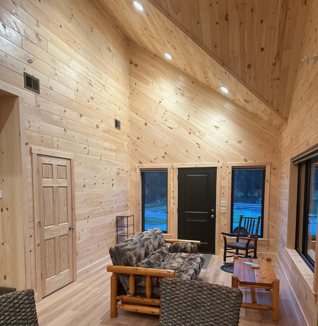 Musky Lodge cabin interior luxury high lake boulder wisconsin