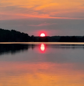 sunset over lake high lake musky lodge boulder junction Wisconsin