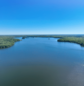 aerial view of high lake boulder junction wisconsin musky lodge